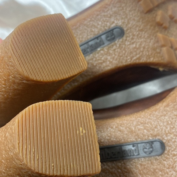 Timberland Glancy Teddy Fleece Brown Leather Heel Ankle Boots Size Womens 8.5 - Picture 6 of 13